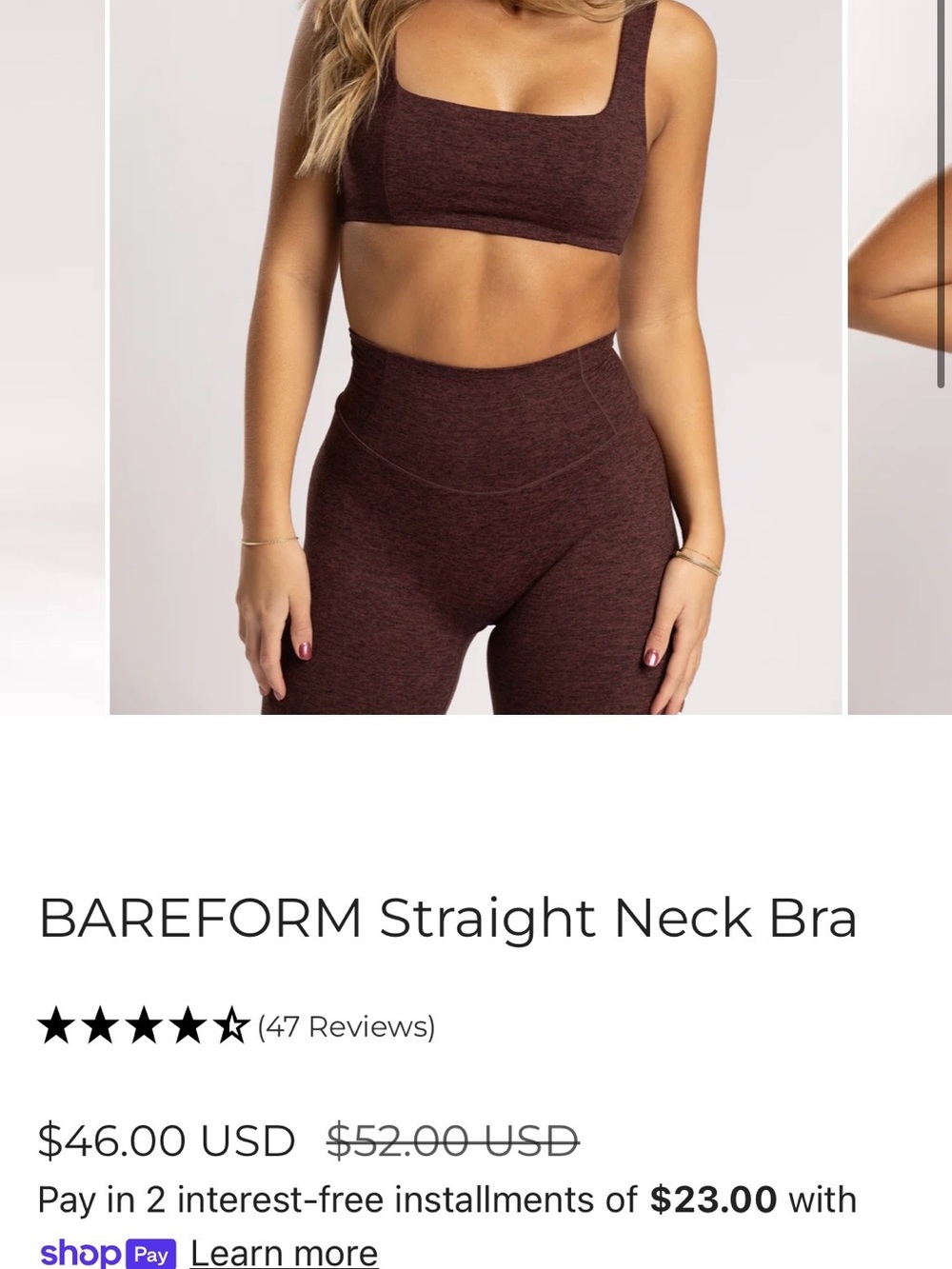 P'tula Bareform Straight Neck Bra in Currant